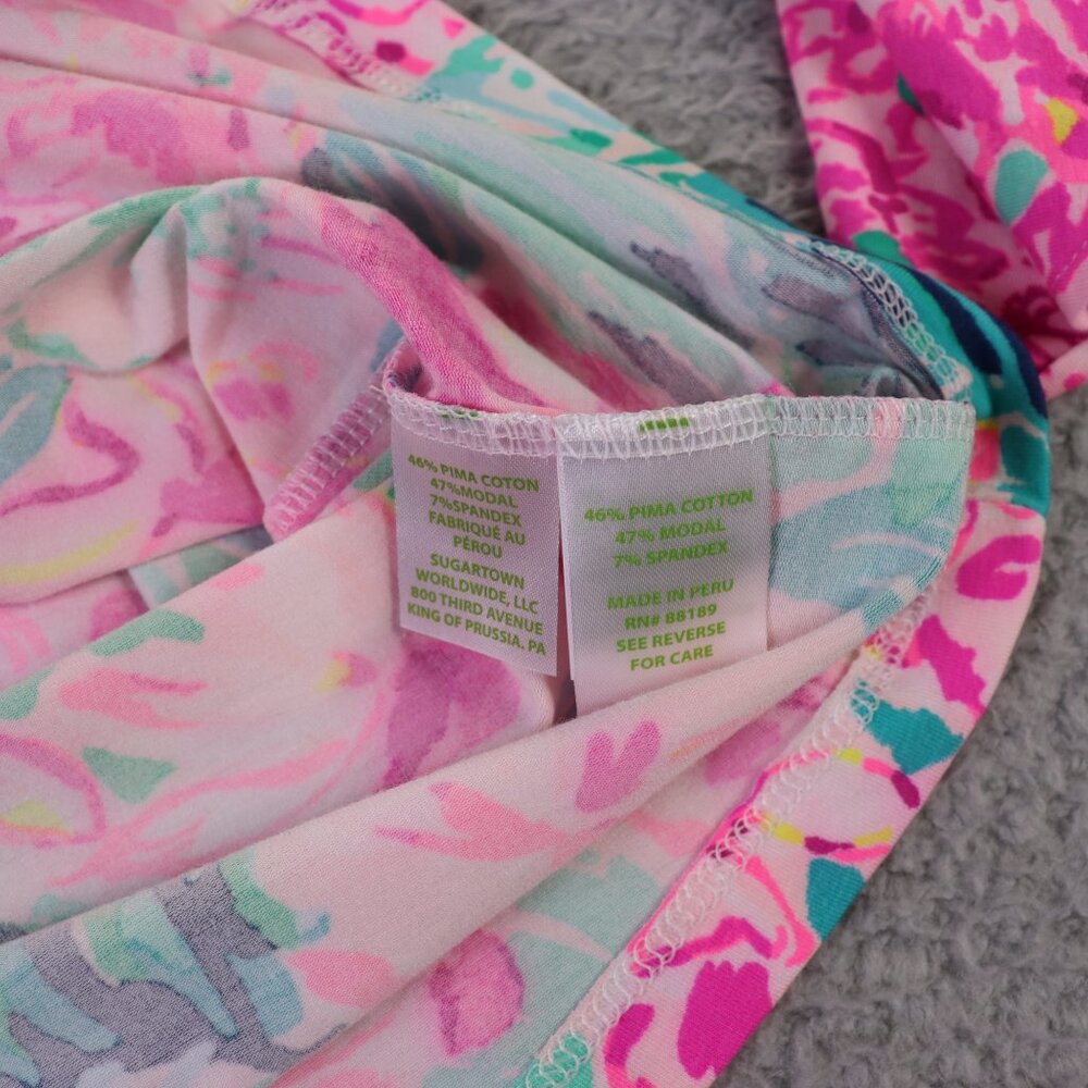 Lilly Pulitzer Fontaine Top Womens XS Pink Multicolor Floral 3/4 Sleeve Preppy - Picture 5 of 9